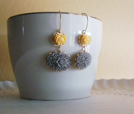 PENDIENTES PARIS GRIS Y VAINILLA