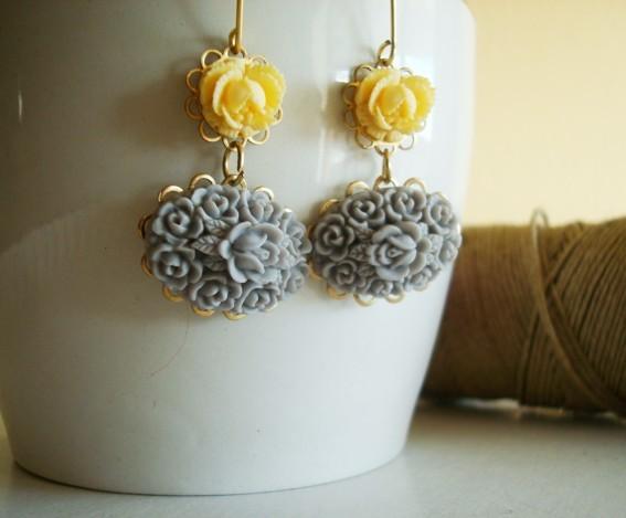 PENDIENTES PARIS GRIS Y VAINILLA