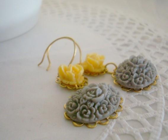 PENDIENTES PARIS GRIS Y VAINILLA