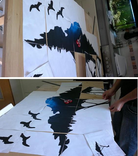 Otro mural tipo vinilo en pared de gotelé. Paso a paso