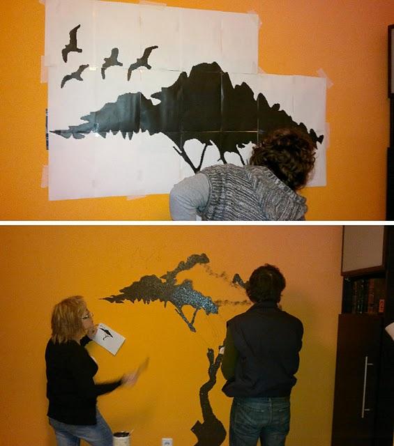 Otro mural tipo vinilo en pared de gotelé. Paso a paso