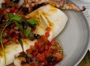 Calamar parrilla salsa olivas