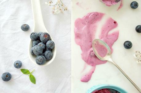 Helado de arándanos, fresas y sour cream: color y sabor con un toque fresco Helado de arándanos, fresas y sour cream: color y sabor con un toque fresco