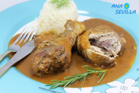 Jamoncitos de pollo al vino tinto, con Thermomix.Ana Sevilla