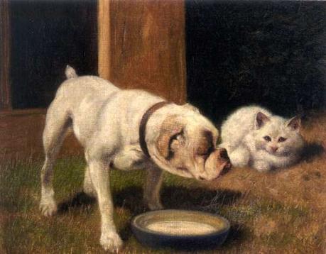 Arthur_Heyer_-_A_Bulldog_with_White_Persian_Cat