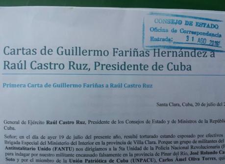 Opositores entregan al gobierno cubano la carta abierta de Fariñas a Raúl Castro Opositores entregan al gobierno cubano la carta abierta de Fariñas a Raúl Castro