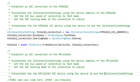 Proyecto en c# para Raspberry pi Cada // TODO: es precedida por comentarios y consejos para ayudarle con las secciones que faltan.