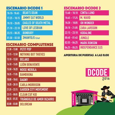 Horarios del DCode Festival 2016