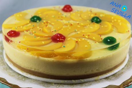 Tarta de melocotón sin horno