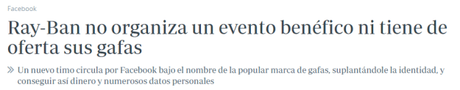 La “oferta” viral de Rayban en Facebook