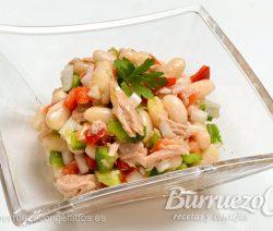 Ensalada de alubias con atún y pimientos, de Burruezo congelados