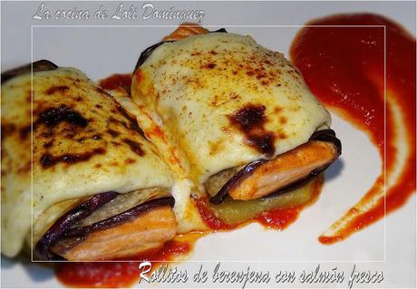 Rollitos de berenjena con salmón fresco