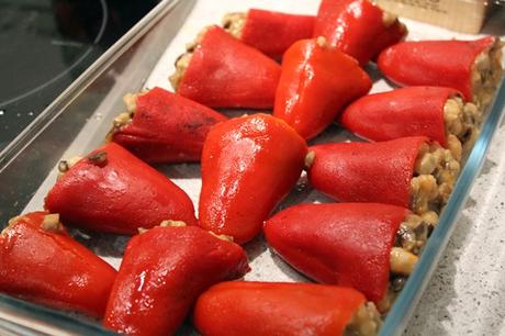 Pimientos del Piquillo rellenos de gambas