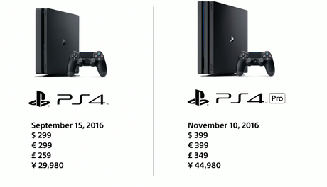 PS4 Pro llegará el 10 de noviembre a 399 € y PS4 Slim el 15 de septiembre a 299 euros