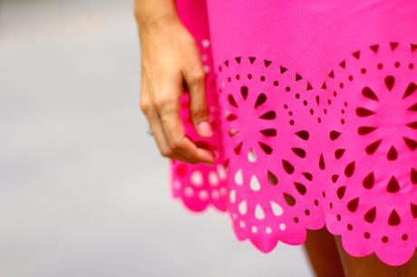 Fuchsia Dress and White Sneakers