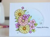 Coloring flowers with pencils Birthday Card)