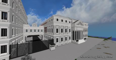 Réplica Minecraft del Palacio de las Cortes (Congreso de los Diputados) de España.