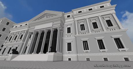 Réplica Minecraft del Palacio de las Cortes (Congreso de los Diputados) de España.