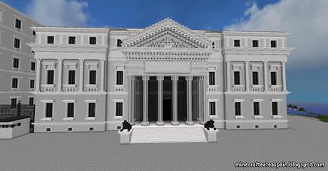 Réplica Minecraft del Palacio de las Cortes (Congreso de los Diputados) de España.