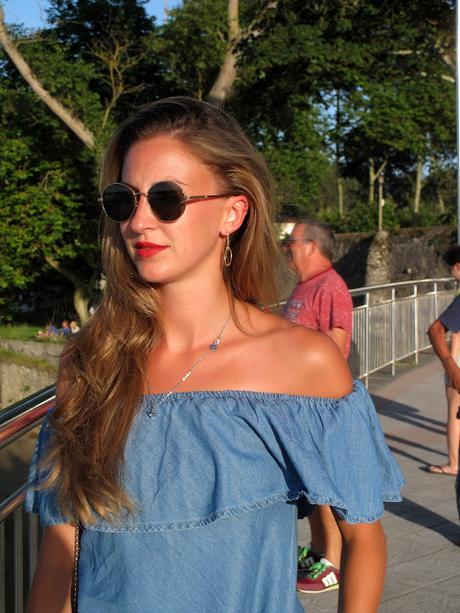Vestido vaquero off shoulder
