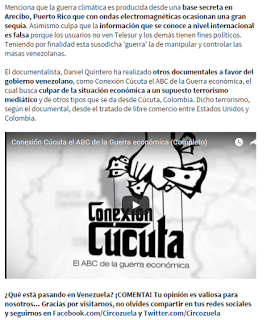 Medios 'mienten' sobre situación venezolana y existe una 'guerra climática' según este documental