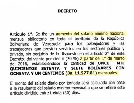 Hoy entra en vigencia nuevo salario mínimo