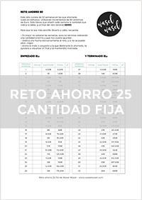 Descarga el imprimible del Reto Ahorro 25 en cantidad fija