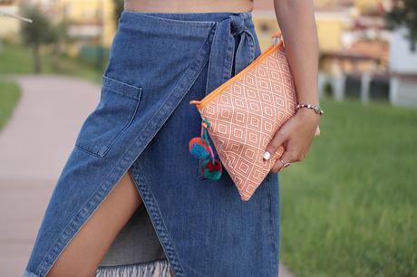 TIED DENIM SKIRT