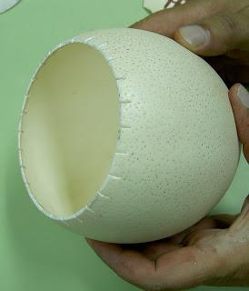 Pintar un huevo de avestruz con la técnica púnica.