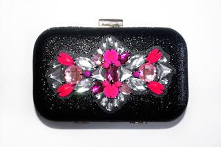 Bolso fiesta negro brillante y rosa fucsia