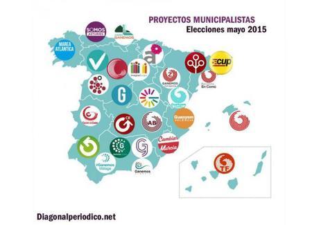 Algunos de los proyectos municipalistas surgidos por la geografía española. Fuente: Diagonal