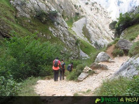 Conexión en la parte baja entre el sendero antiguo y moderno de la Canal del Texu