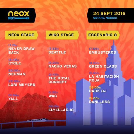Horarios Neox Rock 2016 24/9