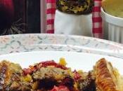 Tarta crujiente carne pimientos champis