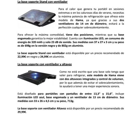 Evita que el calor ponga en riesgo tu portátil con las nuevas bases con ventilador de Hama