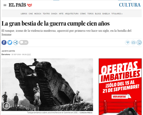 HACE CIEN AÑOS QUE LOS TANQUES APARECIERON EN EL ESCENARIO BÉLICO