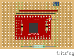 Monteno monitor de puerta de esquema con Fritzing