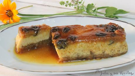 RECETA -  Pudin de bizcocho y pasas