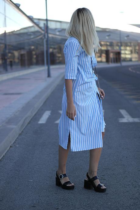 ASYMMETRICAL STRIPED DRESS