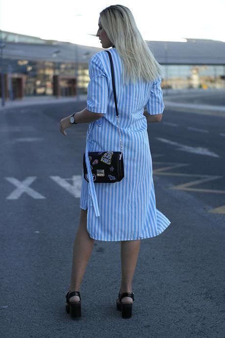 ASYMMETRICAL STRIPED DRESS