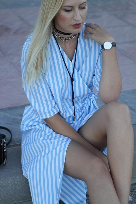 ASYMMETRICAL STRIPED DRESS