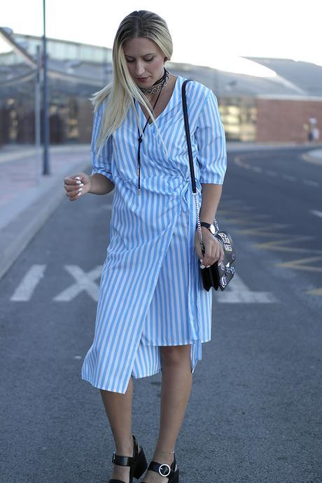 ASYMMETRICAL STRIPED DRESS