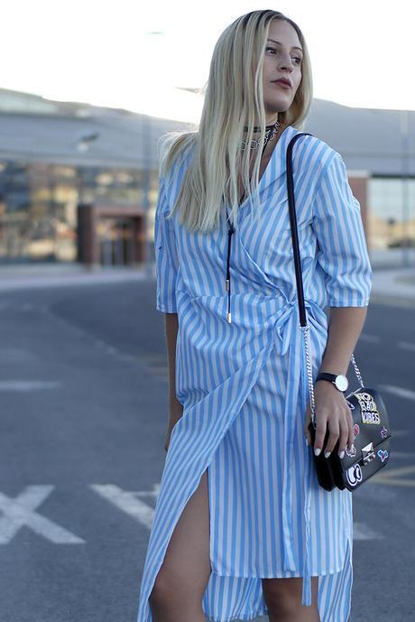 ASYMMETRICAL STRIPED DRESS