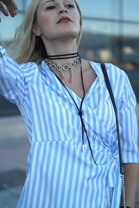 ASYMMETRICAL STRIPED DRESS