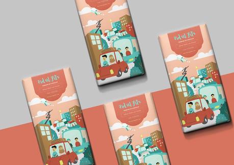 Un bonito packaging de chocolate ilustrado con tradiciones de Indonesia
