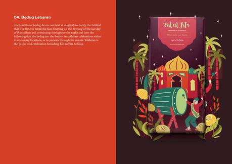 Un bonito packaging de chocolate ilustrado con tradiciones de Indonesia