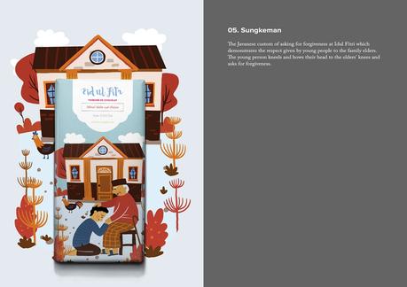 Un bonito packaging de chocolate ilustrado con tradiciones de Indonesia