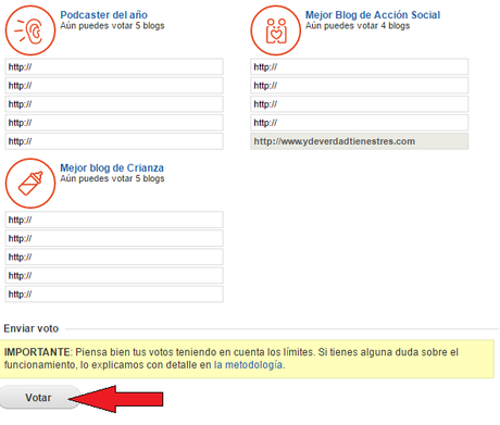 Pues sí, me presento a los premios Bitácoras. ¿Me regalas un voto? ¡Vamos a por todas! Pues sí, me presento a los premios Bitácoras. ¿Me regalas un voto? ¡Vamos a por todas!