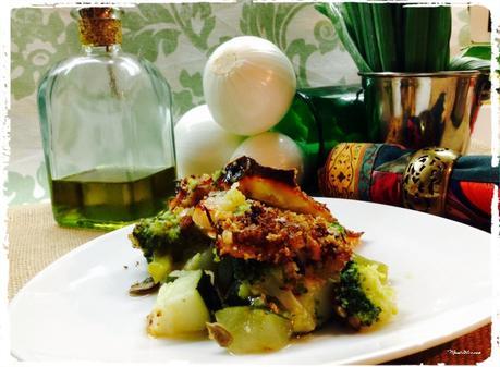 Brócoli y calabacín con cobertura crujiente de miga y nueces Brócoli y calabacín con corteza crujiente de miga y nueces 3