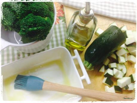 Brócoli y calabacín con cobertura crujiente de miga y nueces Brócoli y calabacín Ingredientes